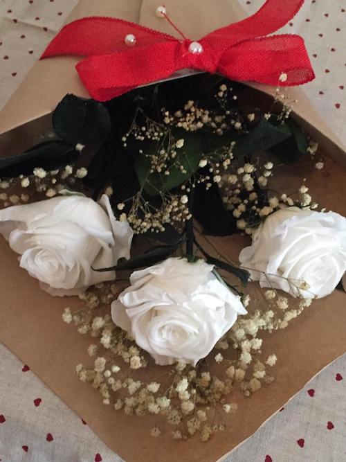 bouquet of preserved white roses