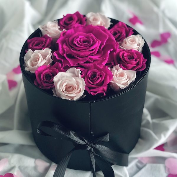 Beaulasting Konservierte Rosen In Box - Hält über 1 Jahr, Schwarze Runde Box, Ewige Blumen Für Geschenke